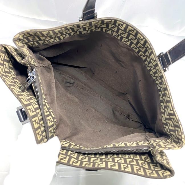Fendi Tote Bag Brown Beige Zucchino 8bh068 Excellent Condition
