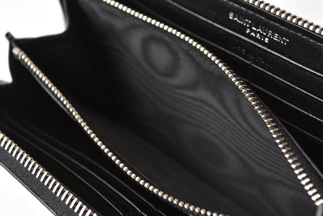 Unused Saint Laurent Paris Long Wallet Leather Black 504952