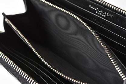 Unused Saint Laurent Paris Long Wallet Leather Black 504952