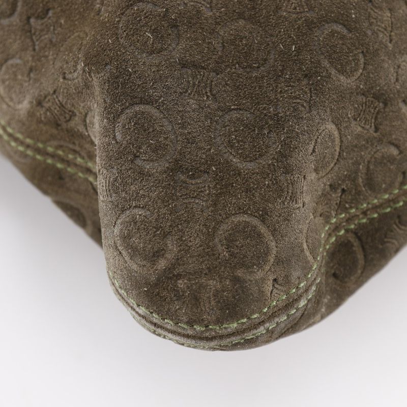 Celine C Macadam Suede Brown Women's Shoulder Bag