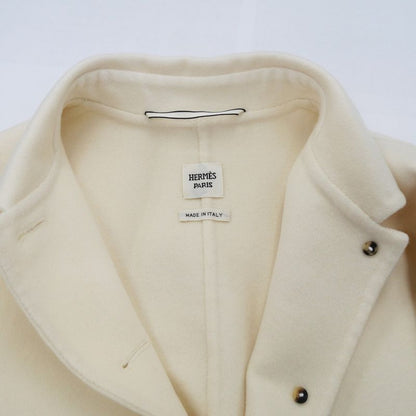 Hermes Serie Button Short Coat 3h0102da 40 Off-white Jacket Cashmere