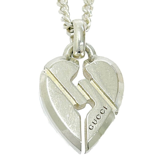 Gucci Silver Knot Heart Necklace 10.9g 925 Engraved 304928 Necklace