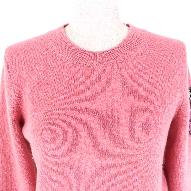 CHANEL P77562 98% Cashmere Coco Mark Guitar Patch Crewneck Long Sleeve Knit