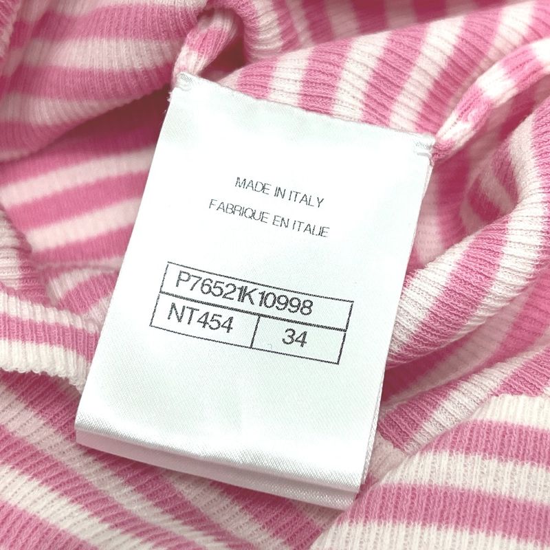Chanel Short Sleeve Shirt Striped P76521k10998 Cotton Pink
