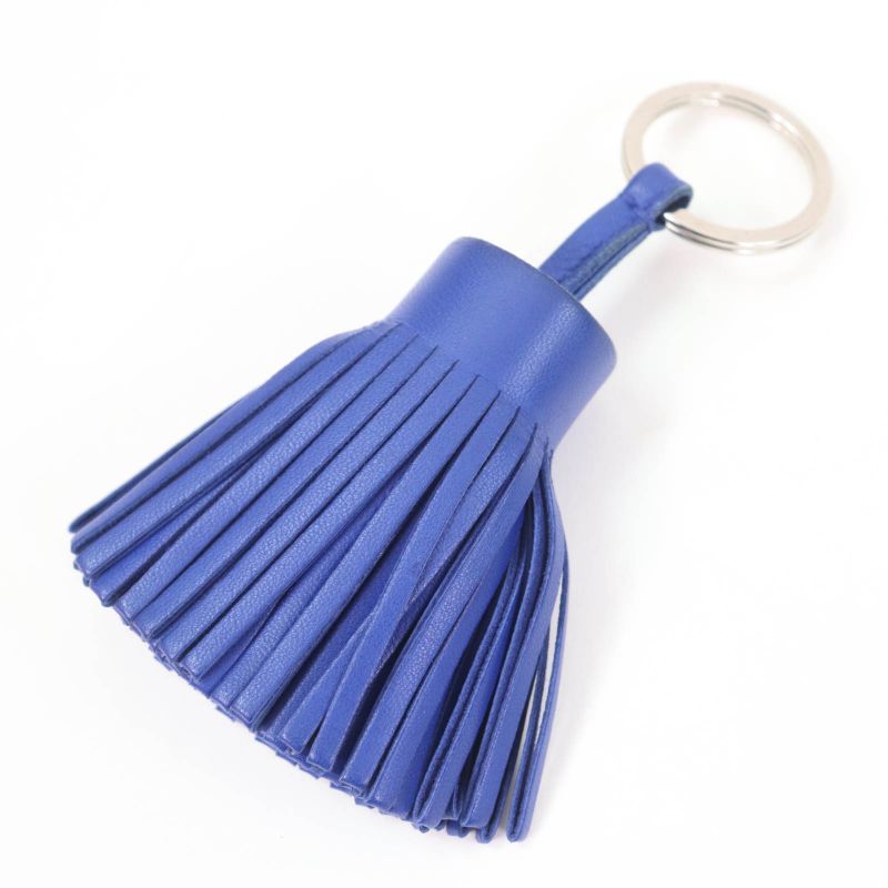 Hermes Carmen Silver Hardware Añomiro Key Ring Bag Charm Blue Electric