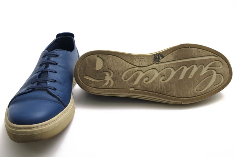 Gucci Shoes Sneakers Shoes Low Cut Men Leather Genuine Blue 342038 Mirosoft