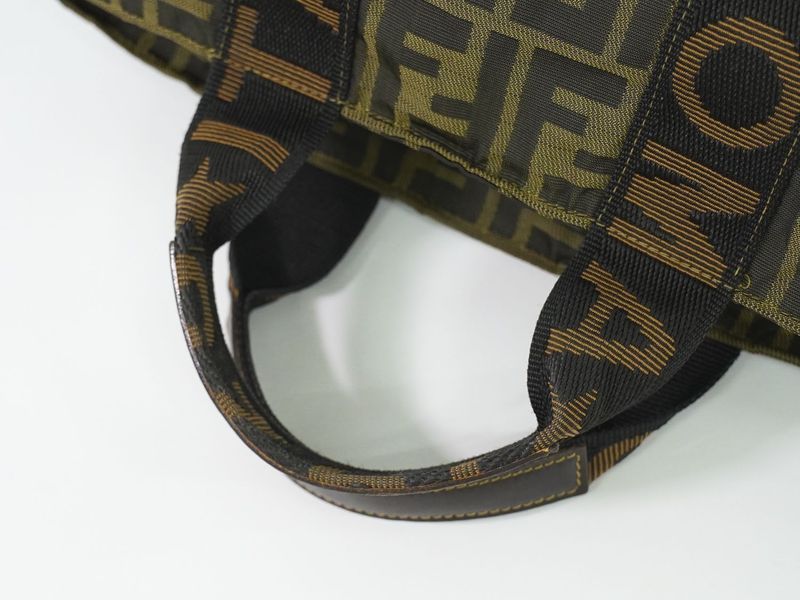 Authentic Fendi Zucca Tote Handbag Canvas Brown 26525 Zucca Bag Pre-owned