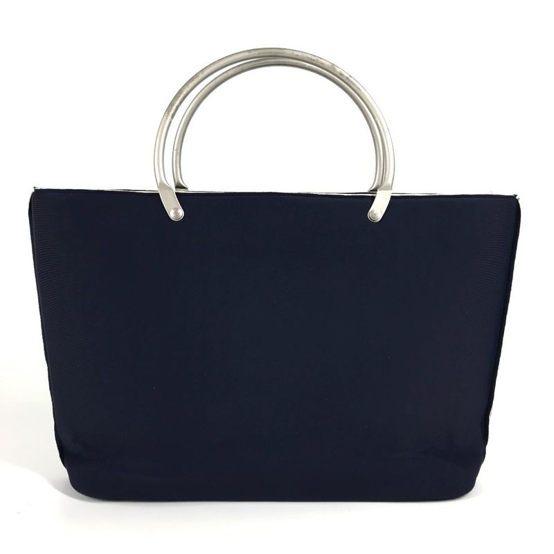 Chanel Handbag Metal Handle Polyamide Navy