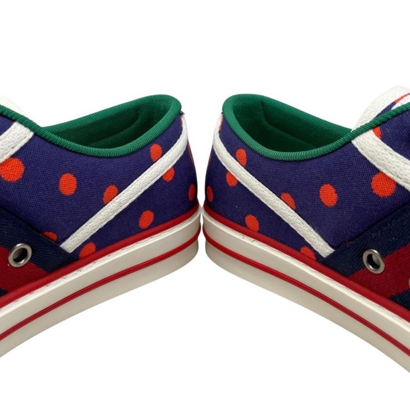 Gucci Sneakers Tennis 1977 Low Cut 606110 38 1 2 Size Double G Dot Navy Red