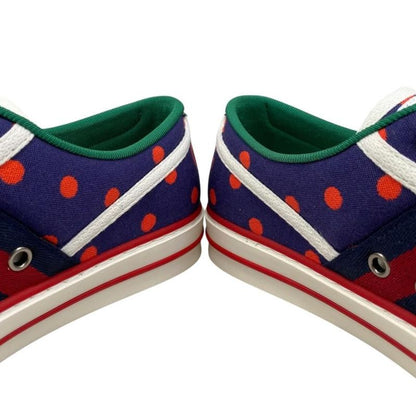 Gucci Sneakers Tennis 1977 Low Cut 606110 38 1 2 Size Double G Dot Navy Red