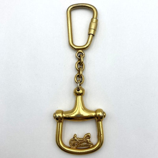 Celine Key Ring Key Holder Horse Carriage Gold Ladies Men Vintage Fashion