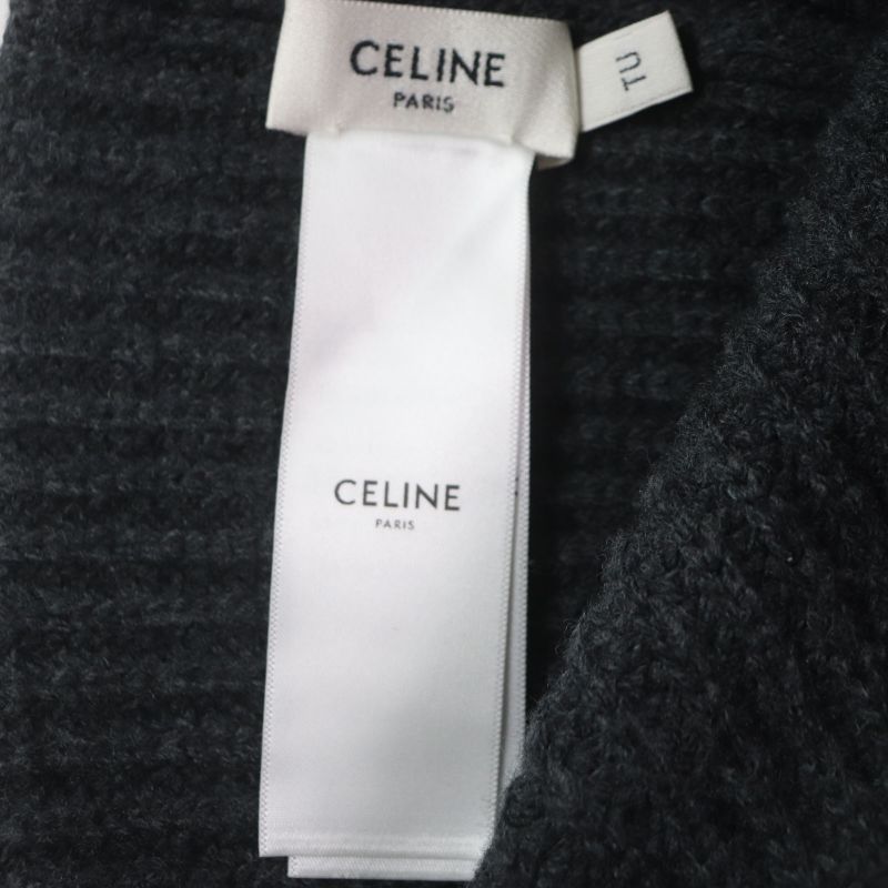 Celine 2a25r423p 100% Wool Current Product Hat With Logo Patch Dark Gray Made