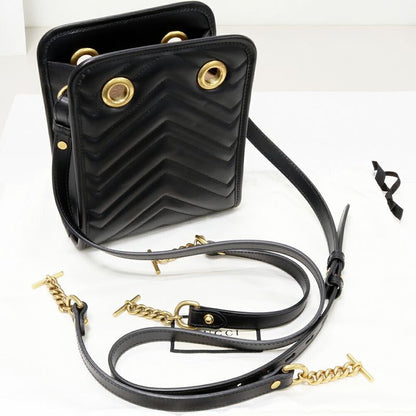 Gucci Handbag Shoulder Bag GG Marmont Quilted Calf Black 2WAY 696123