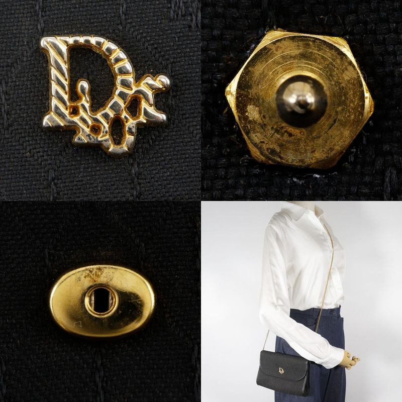 [dior] Christian Dior Chain Shoulder Honeycomb Pattern Vintage Nylon Canvas