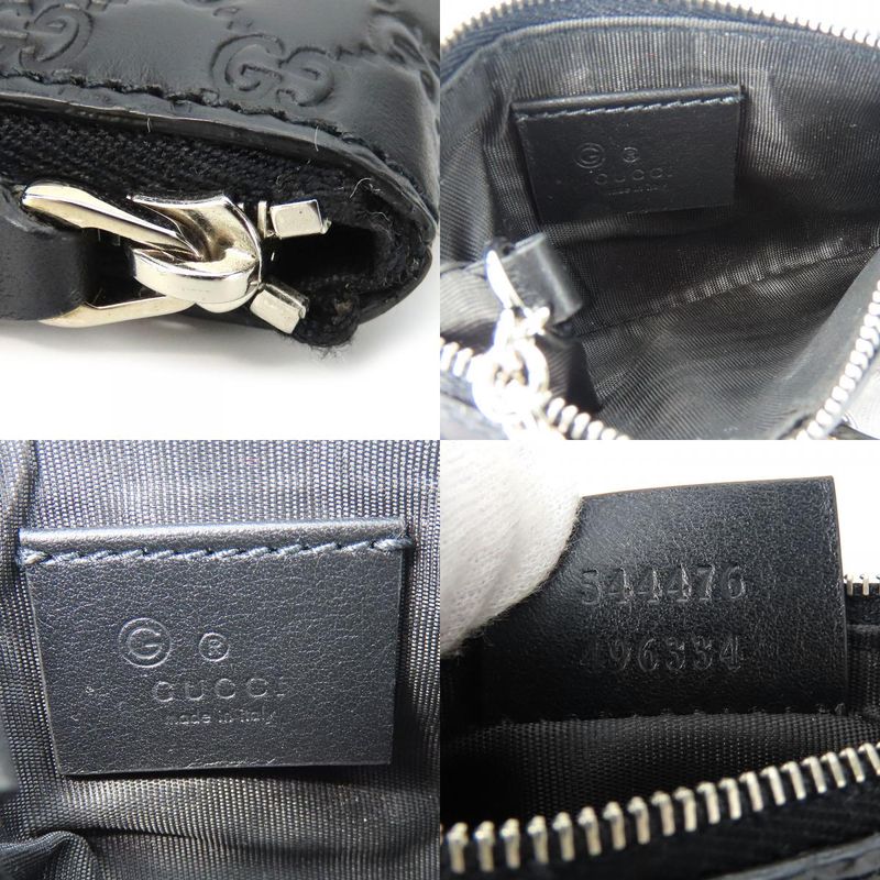 Gucci Coin Case 544476 Striped Leather Black Silver Hardware Small Case Key
