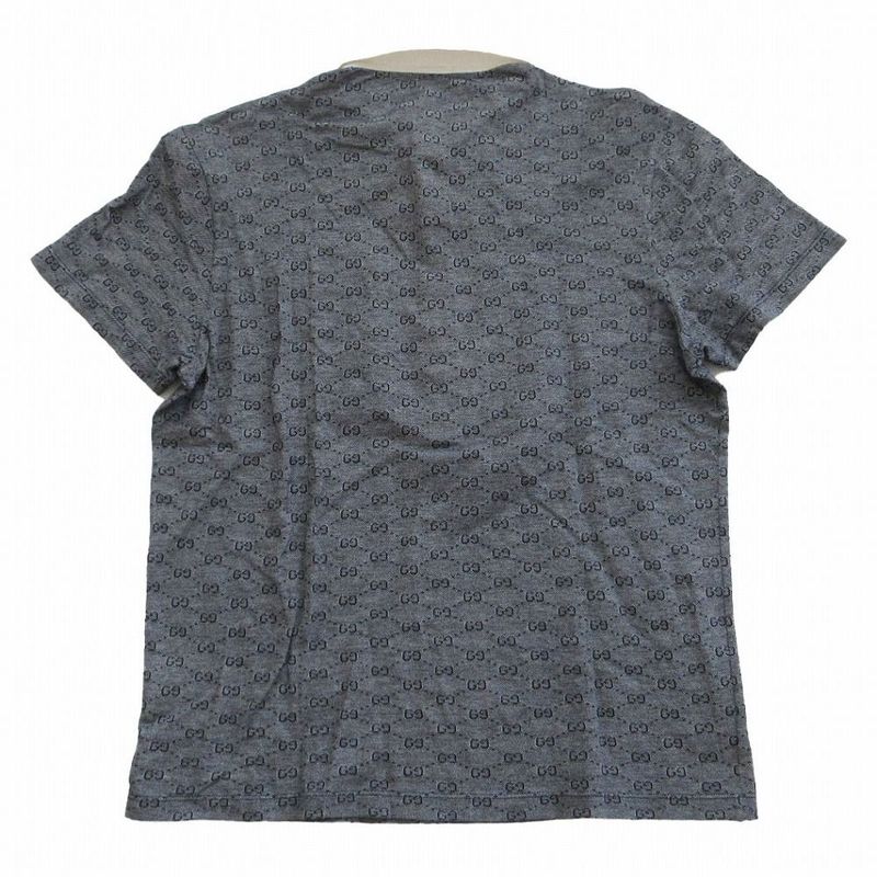 Gucci 199961 X3317 GG Pattern Polo Shirt Short Sleeves Logo Patch Gray Size L