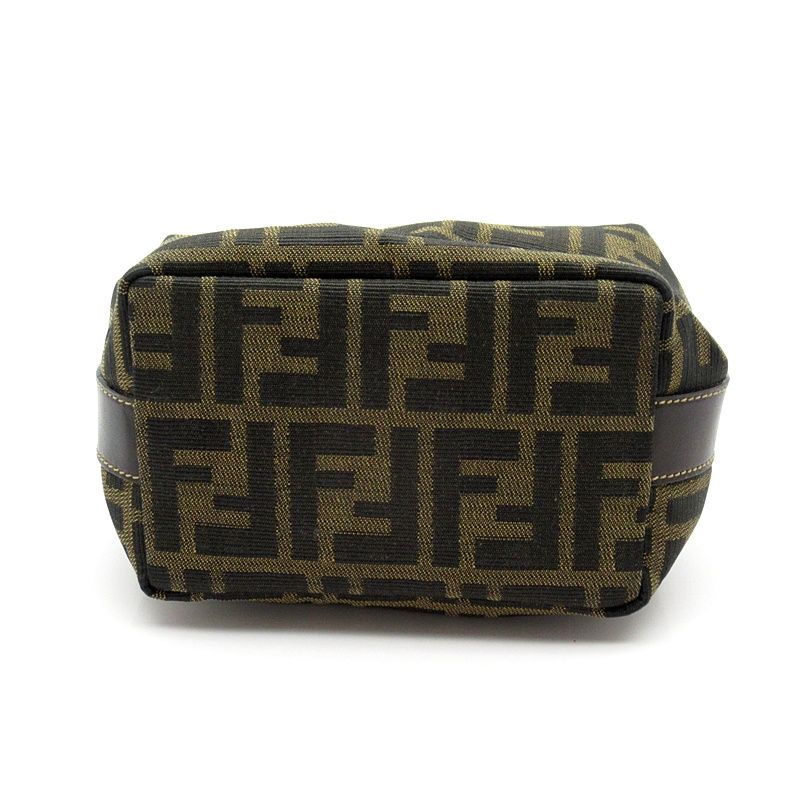 Fendi Vanity Mini Handbag 26360 Canvas Leather Ladies Handbag Brown Excellent