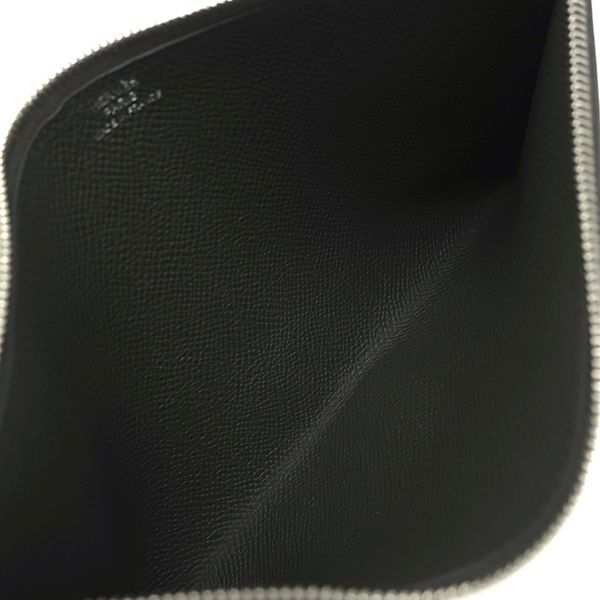 Hermes Clutch Bag Pochette Calvi MM Vaux Epson Corvair Silver Hardware Blue