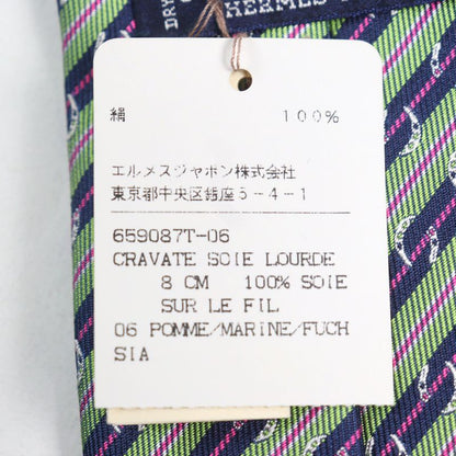 Hermes 659087t Cravate SOIE Lourde 100% Cravat Silk Pomme Marine Fuchsia