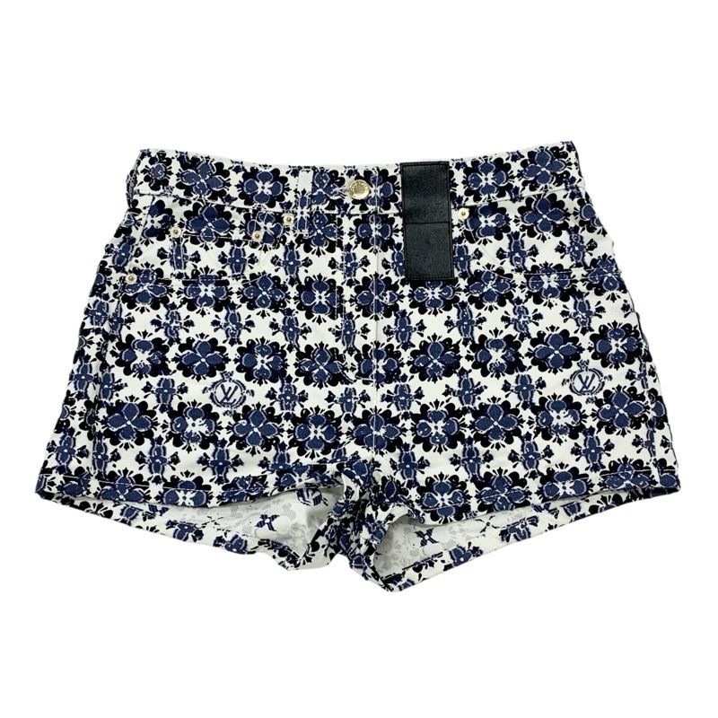 Louis Vuitton Monogram Bottoms Cotton Polyester White Blue Black Flower Shorts