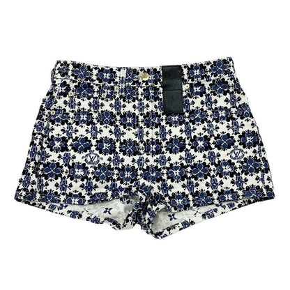 Louis Vuitton Monogram Bottoms Cotton Polyester White Blue Black Flower Shorts