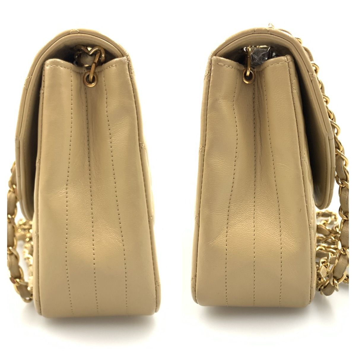Chanel Matelasse Single Flap Chain Shoulder Bag Khaki