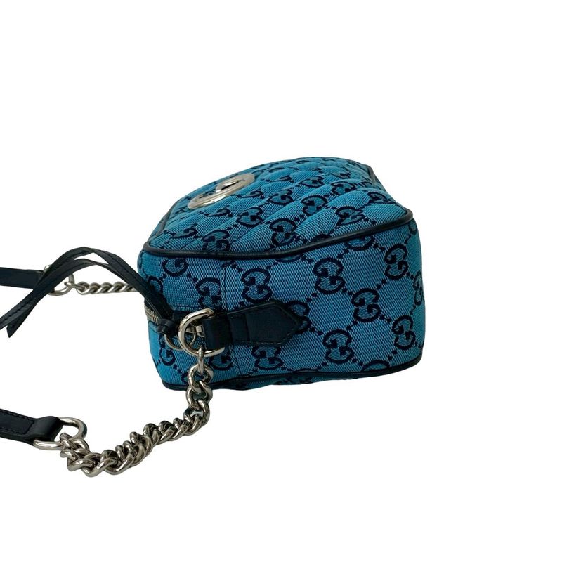 Gucci GG Marmont Canvas Leather Chain Shoulder Bag Pochette