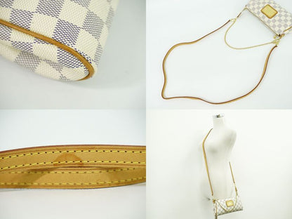 Authentic Louis Vuitton LV Eva Damier Azure 2WAY Shoulder Bag Handbag White
