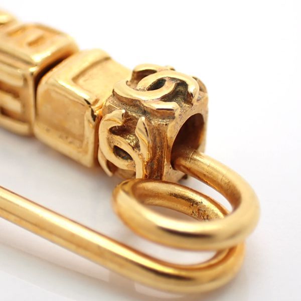 Chanel Brooch Safety Pin 01P Logo Cube GP Gold Color With Box Chanel