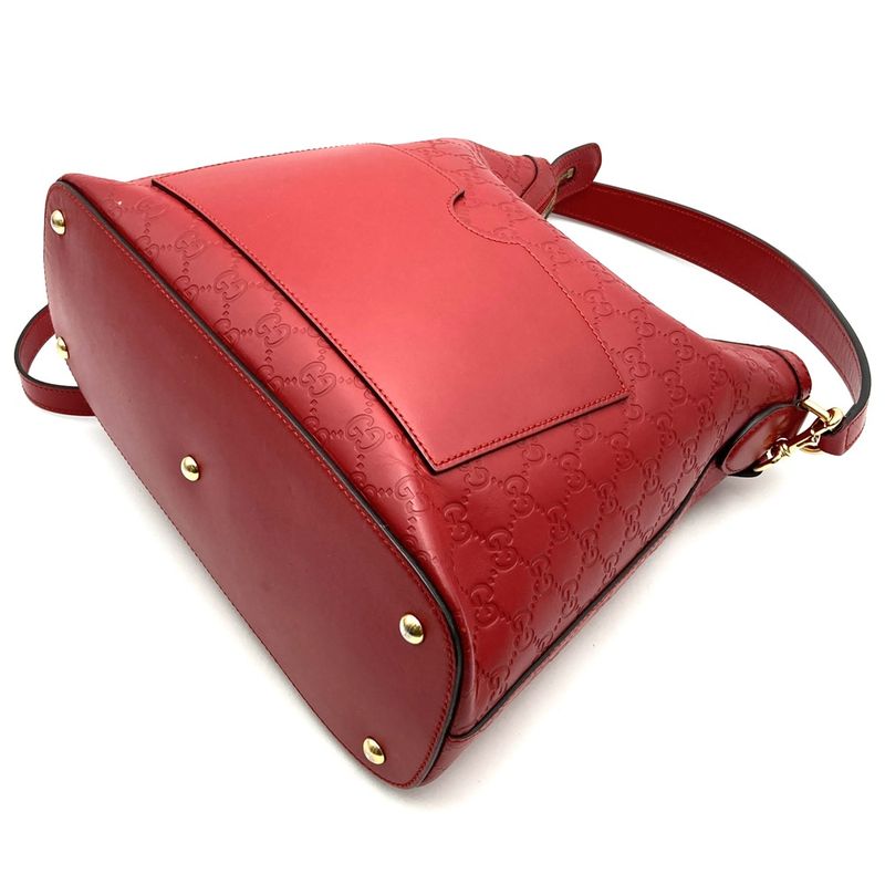 Gucci 414930 Shoulder Bag Handbag 2way Hobo Guccissima Leather Red Women