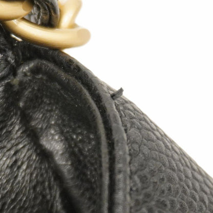 Chanel Handbag Matelasse Chain Caviar Skin Black Gold Hardware Women
