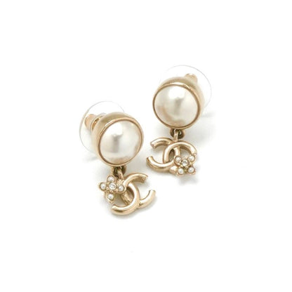 Chanel Earrings Earring Gold Coco Mark Rhinestone
