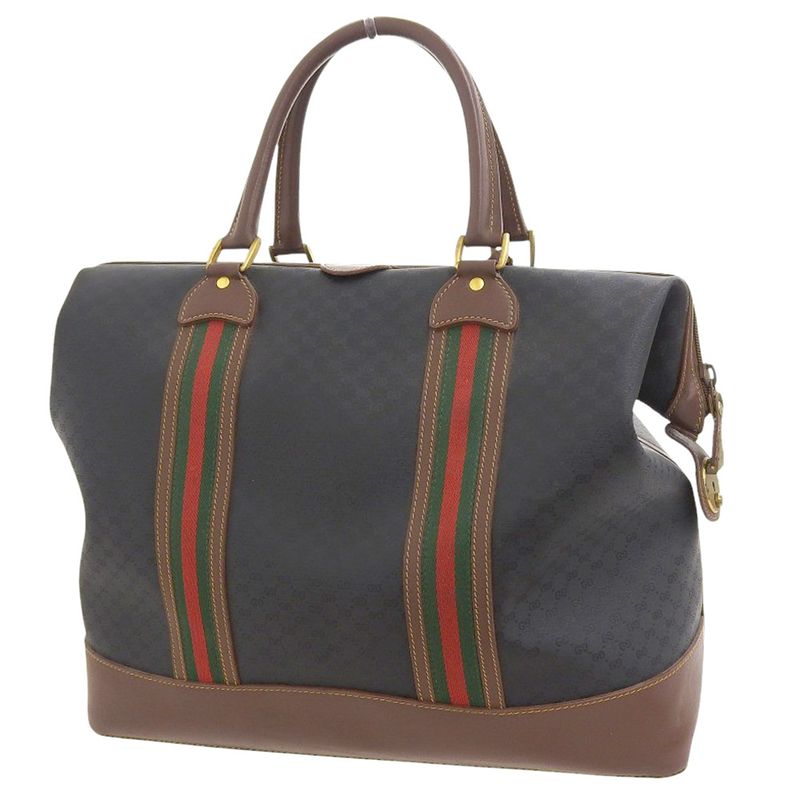 Gucci 90's Vintage Sherry Line Micro GG Jacquard Leather Box Calf Leather