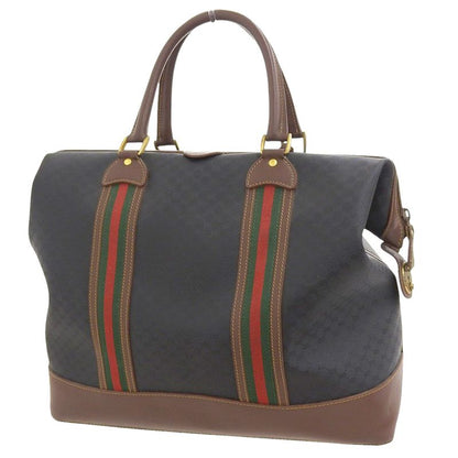 Gucci 90's Vintage Sherry Line Micro GG Jacquard Leather Box Calf Leather