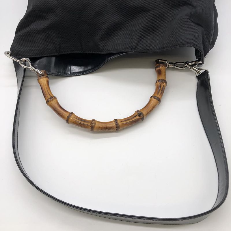 Gucci Handbag Shoulder Bag 2way Bamboo Nylon Black Ladies Men's Old Gucci