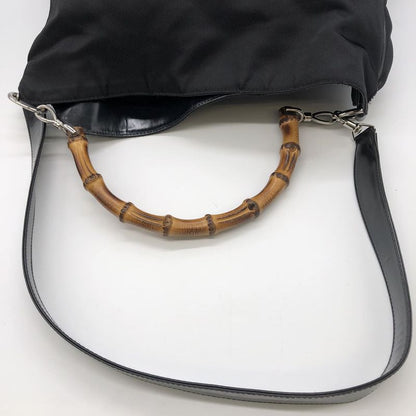 Gucci Handbag Shoulder Bag 2way Bamboo Nylon Black Ladies Men's Old Gucci