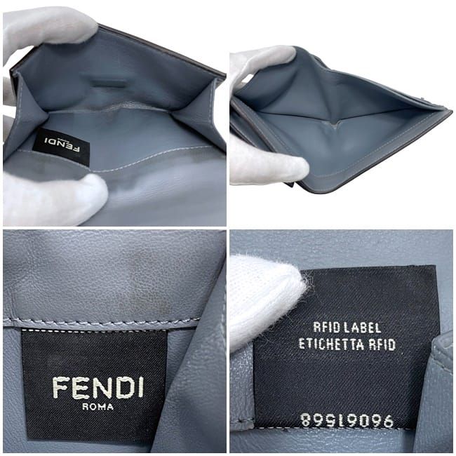 Fendi Fold Wallet Gray Peekaboo 8m0438 Excellent Condition Leather