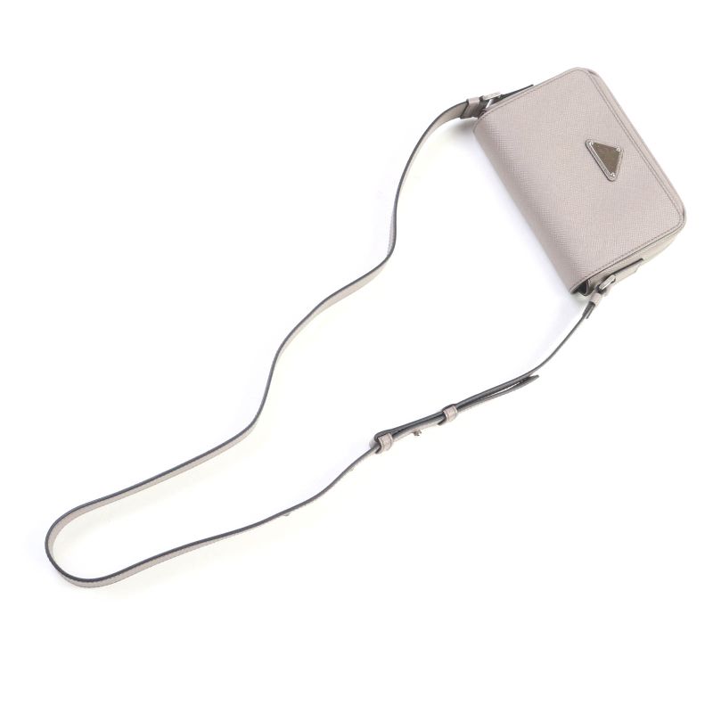 Prada 2vd065 Saffiano Leather Argilla Shoulder Bag With Triangle Logo Plate