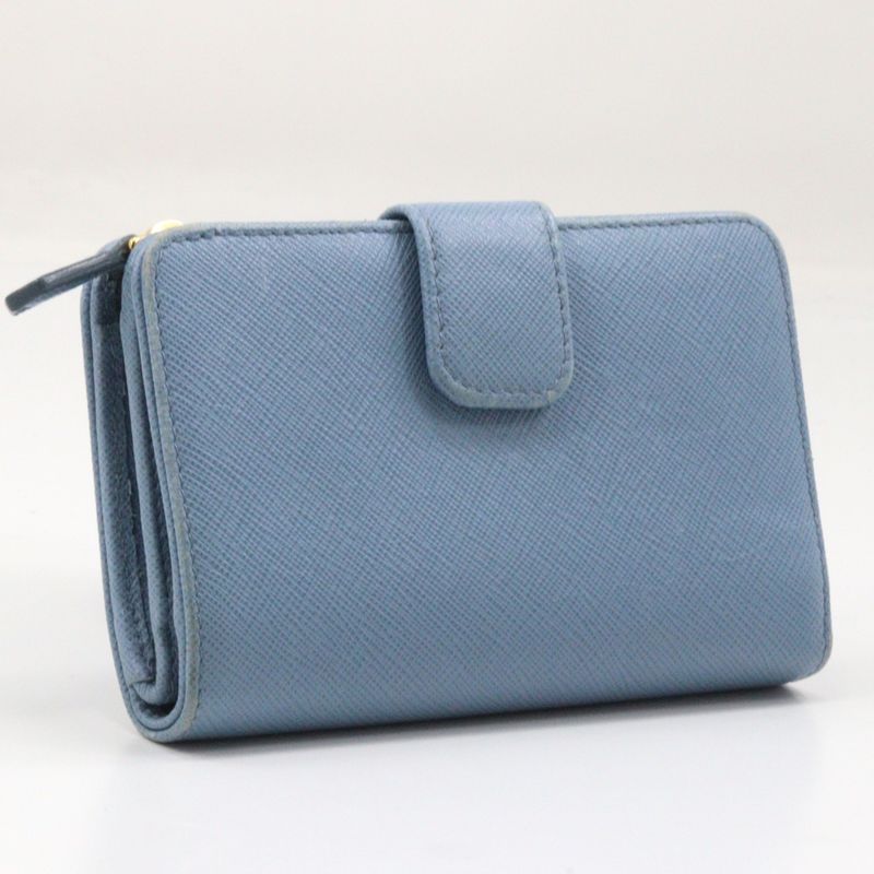 Prada Saffiano Astrale Light Blue Women's Fold Wallet