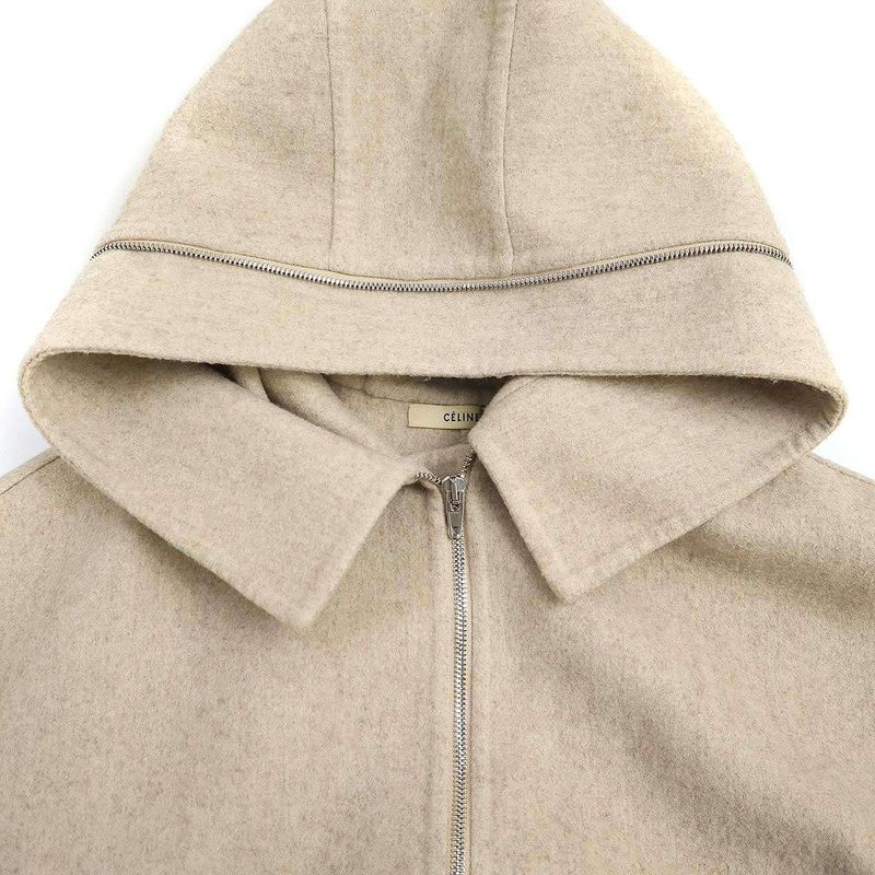 Celine by Phoebe Philo Wool Cashmere Hooded Coat 2 8p17 5955 Beige 34