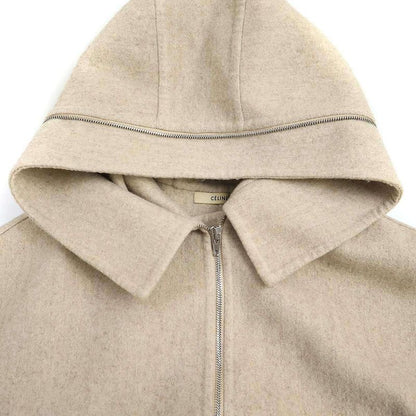 Celine by Phoebe Philo Wool Cashmere Hooded Coat 2 8p17 5955 Beige 34