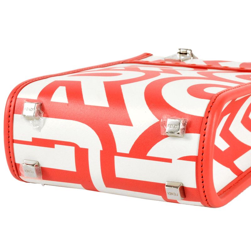 Fendi Sunshine Shopper Mini Handbag 2WAY Leather 8bs051 Red White Marc Jacobs