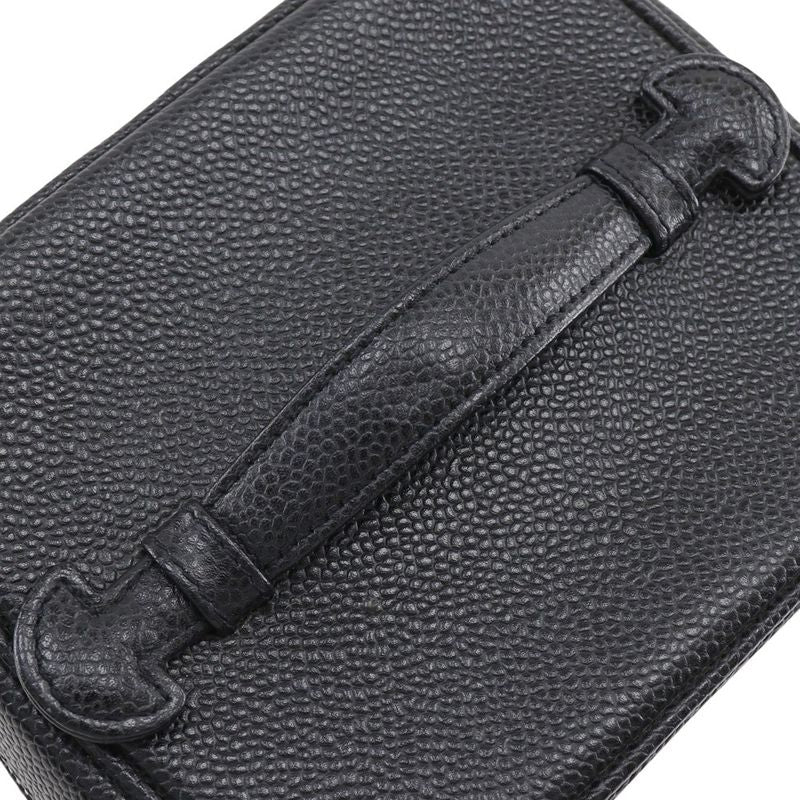Chanel Vanity Coco Mark Handbag A01998 Caviar Skin Black Ladies Pouch
