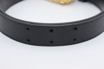 Gucci Double Taiga - Head Buckle Leather Belt 70 28 037 1766 1424 Black Made In