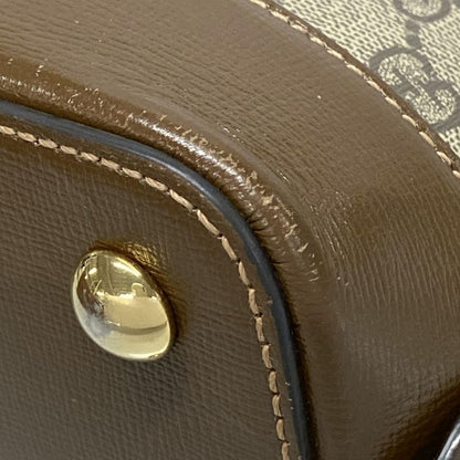 Gucci Handbag Horsebit 1955 Medium Top Handle Bag 620850 Dark Brown Beige And