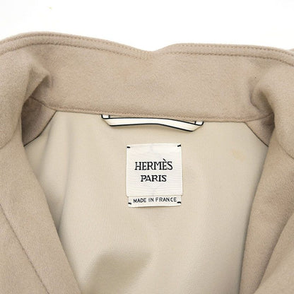 Hermes Cashmere Cape Coat Gilet 38 Beige Poncho
