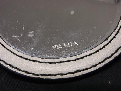 Prada Saffiano Leather And Fur Key Holder Bag Charm Ivory At5921