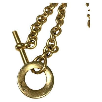 Celine ⑤ Macadam Big Logo Chain Necklace Unisex Gold