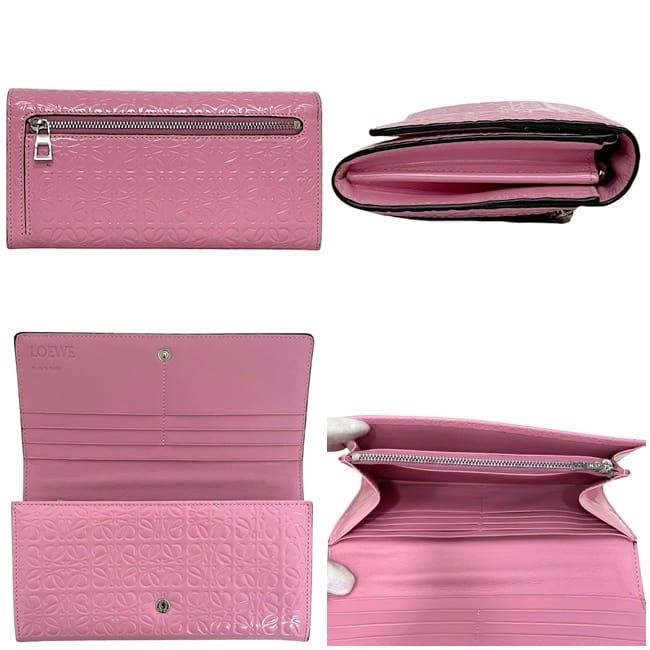 Loewe Folding Long Wallet With Pink Repeat Anagram 107.55f11
