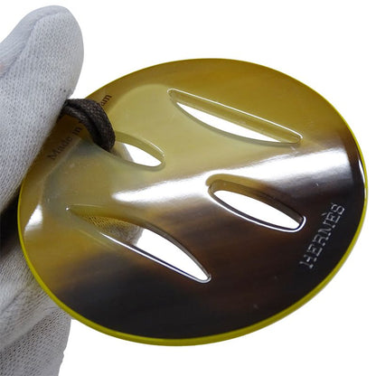 Hermes Necklace Tonkin Buffalo Horn Women's Branded Pendant Lacquer Yellow